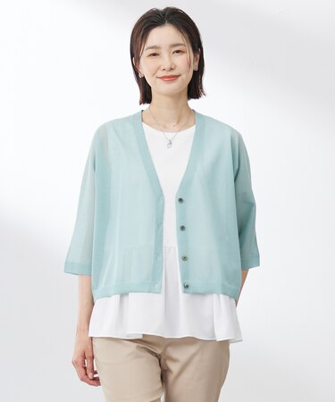 【WEB限定カラーあり・洗える】SHEER LIGHT KNIT Vネック カーディガン