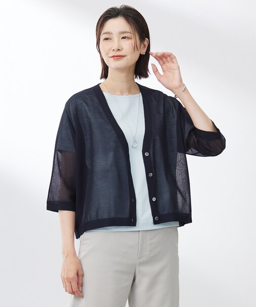 【WEB限定カラーあり・洗える】SHEER LIGHT KNIT Vネック カーディガン