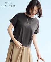 【WEB限定カラーあり・洗える】コットンスムース フレンチスリーブ カットソー