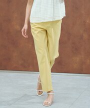 【洗える】セルロースリネンストレッチ テーパード パンツ