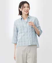 【洗える】SHEER チェック シャツ ブラウス