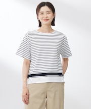 【洗える】パネルボーダー Tシャツ