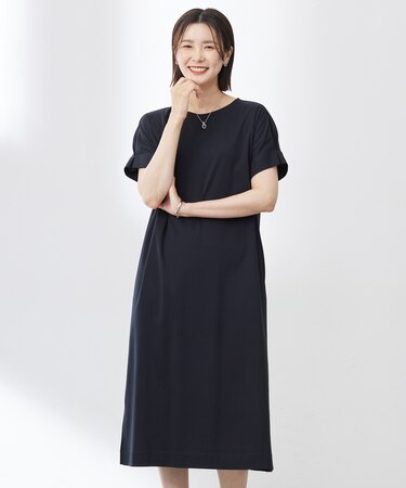 【WEB限定カラーあり・洗える】コットンスムース ドルマンスリーブ ワンピース