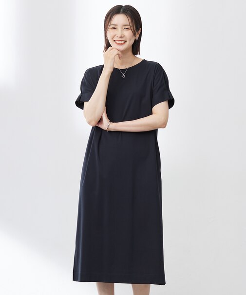 【WEB限定カラーあり・洗える】コットンスムース ドルマンスリーブ ワンピース