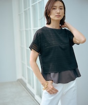 【WEB限定カラーあり・洗える】レースドッキング カットソー