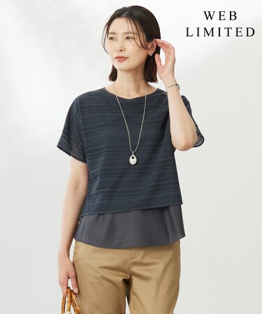 【WEB限定カラーあり・洗える】レースドッキング カットソー