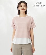 【WEB限定カラーあり・洗える】レースドッキング カットソー