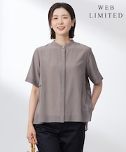 【WEB限定カラーあり・洗える・速乾・接触冷感】リライムライトローン バックフリル ブラウス