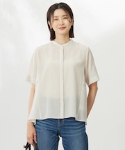 【WEB限定カラーあり・洗える・速乾・接触冷感】リライムライトローン バックフリル ブラウス