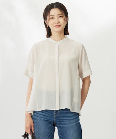 【WEB限定カラーあり・洗える・速乾・接触冷感】リライムライトローン バックフリル ブラウス