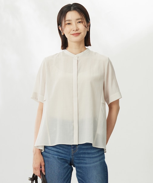 【WEB限定カラーあり・洗える・速乾・接触冷感】リライムライトローン バックフリル ブラウス