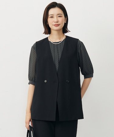 【洗える・吸水速乾・接触冷感・セットアップ対応】Light ジョーゼット ジレ