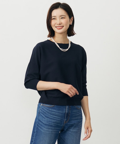 【WEB限定カラーあり・洗える・抗菌防臭】COTTON POLYESTER ドルマンスリーブ ニット