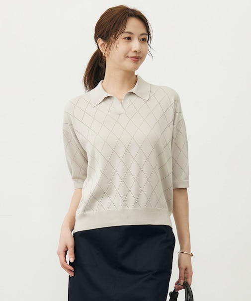 【洗える・抗菌防臭】COTTON POLYESTER ポロ ニット