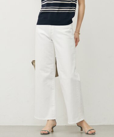 【洗える】BASIC STRETCH DENIM ワイド ストレート デニム