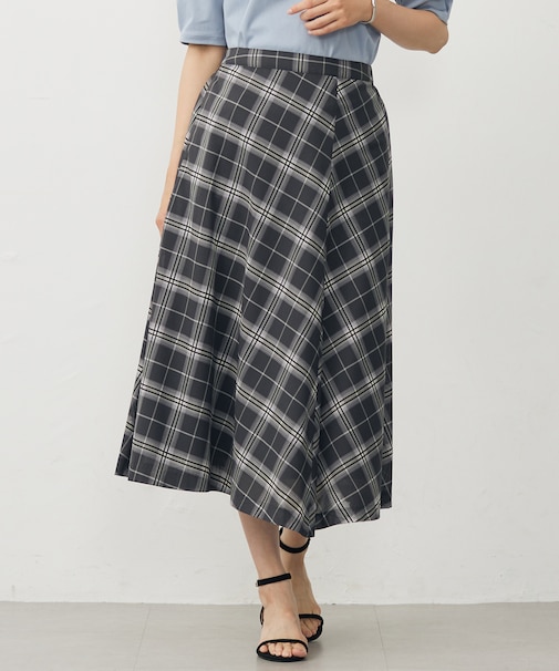 【WEB限定カラーあり・洗える】SOFT SHEER チェック フレア スカート