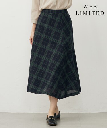 【WEB限定カラーあり・洗える】SOFT SHEER チェック フレア スカート