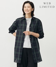 【WEB限定カラーあり・洗える】SOFT SHEER チェック ロング シャツ