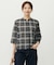 【WEB限定カラーあり・洗える】SOFT SHEER チェック キーネック ブラウス