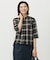 【WEB限定カラーあり・洗える】SOFT SHEER チェック キーネック ブラウス