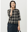 【WEB限定カラーあり・洗える】SOFT SHEER チェック キーネック ブラウス