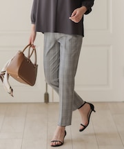 アルガンシルク チェック テーパード パンツ