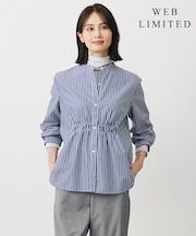 【WEB限定・洗える】ストライプ シャーリング ブラウス