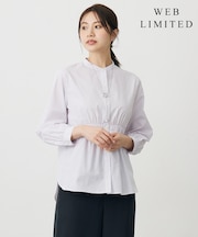【WEB限定・洗える】ストライプ シャーリング ブラウス