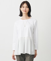 【WEB限定カラーあり・洗える】レイヤードジャージー フレア カットソー