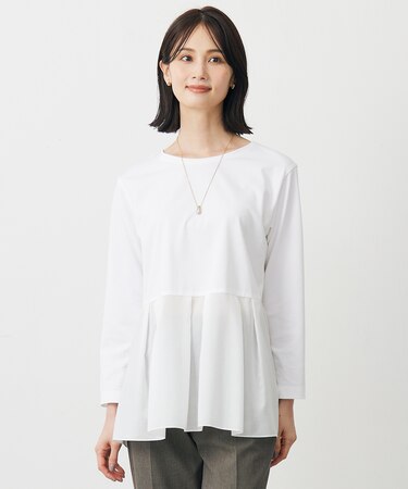 【WEB限定カラーあり・洗える】レイヤードジャージー フレア カットソー