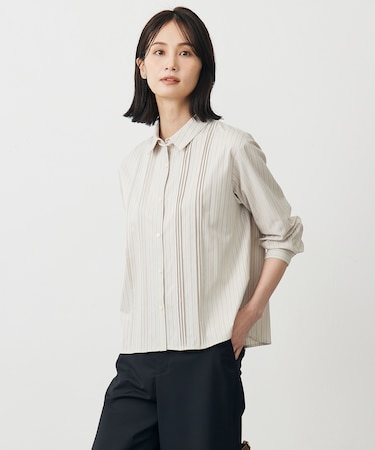 ストライプジャージー シャツライク カットソー