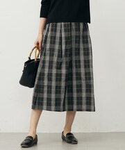 【洗える】ハイマルチタフタ チェック フレアスカート