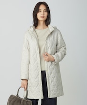 【WEB限定カラーあり・洗える・2way】コンパクトタフタキルティング  フーデッド コート