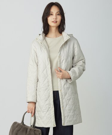 【WEB限定カラーあり・洗える・2way】コンパクトタフタキルティング  フーデッド コート