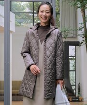 【WEB限定カラーあり・洗える・2way】コンパクトタフタキルティング  フーデッド コート