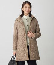 【WEB限定カラーあり・洗える・2way】コンパクトタフタキルティング  フーデッド コート