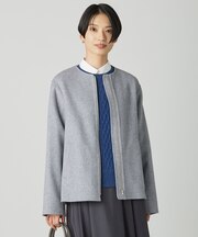 ウールナイロンリバー ノーカラー コート