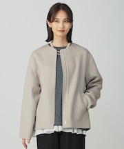 ウールナイロンリバー ノーカラー コート