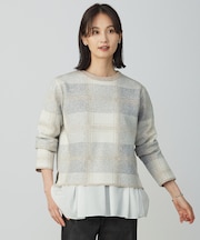 【洗える】Wooly Stretch Plaid ニット
