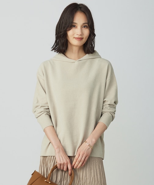 【洗える】CHENILLE フーデッド ニット