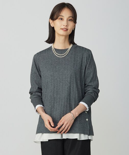 【洗える】WORETED WOOL BLEND クルーネック ニット