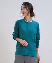 【洗える】WORETED WOOL BLEND クルーネック ニット