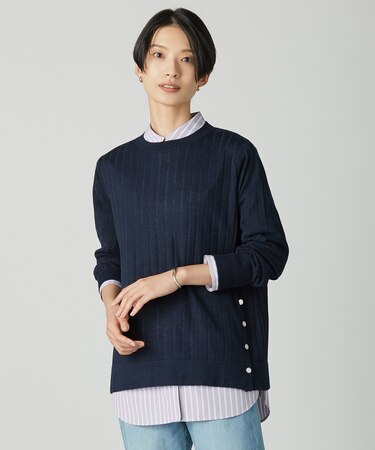 【洗える】WORETED WOOL BLEND クルーネック ニット