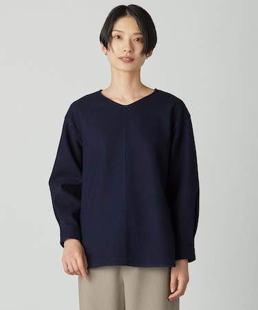 メルトンジャージー Vネック カットソー