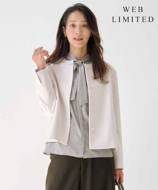 【WEB限定カラーあり・洗える】ツムギートflannel ノーカラー ジャケット