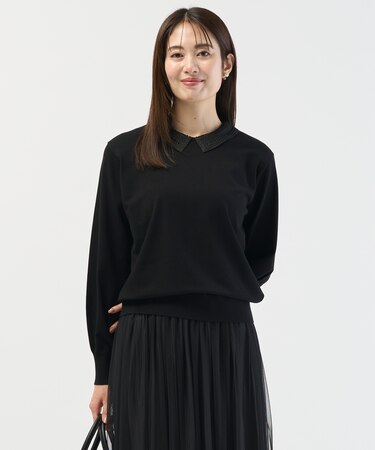 レーヨンストレッチ 刺?襟 ニット
