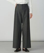 【洗える】シャンブレー2wayストレッチ ワイド ストレート パンツ