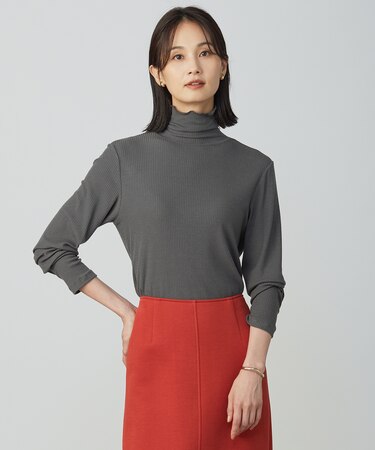 カシミヤシルク シアーリブ タートル カットソー