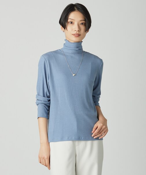 カシミヤシルク シアーリブ タートル カットソー