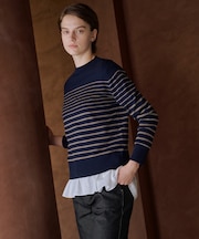 【洗える】SOFT TOUCH WOOL ボーダー ニット